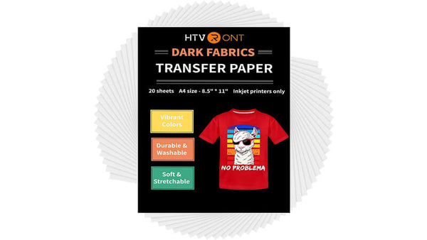 TransOurDream Iron on Heat Transfer Paper for Dark T Shirts & Fabrics (20  Sheets 8.5x11, Dark 2.0) Printable HTV Heat Transfer Vinyl for Inkjet