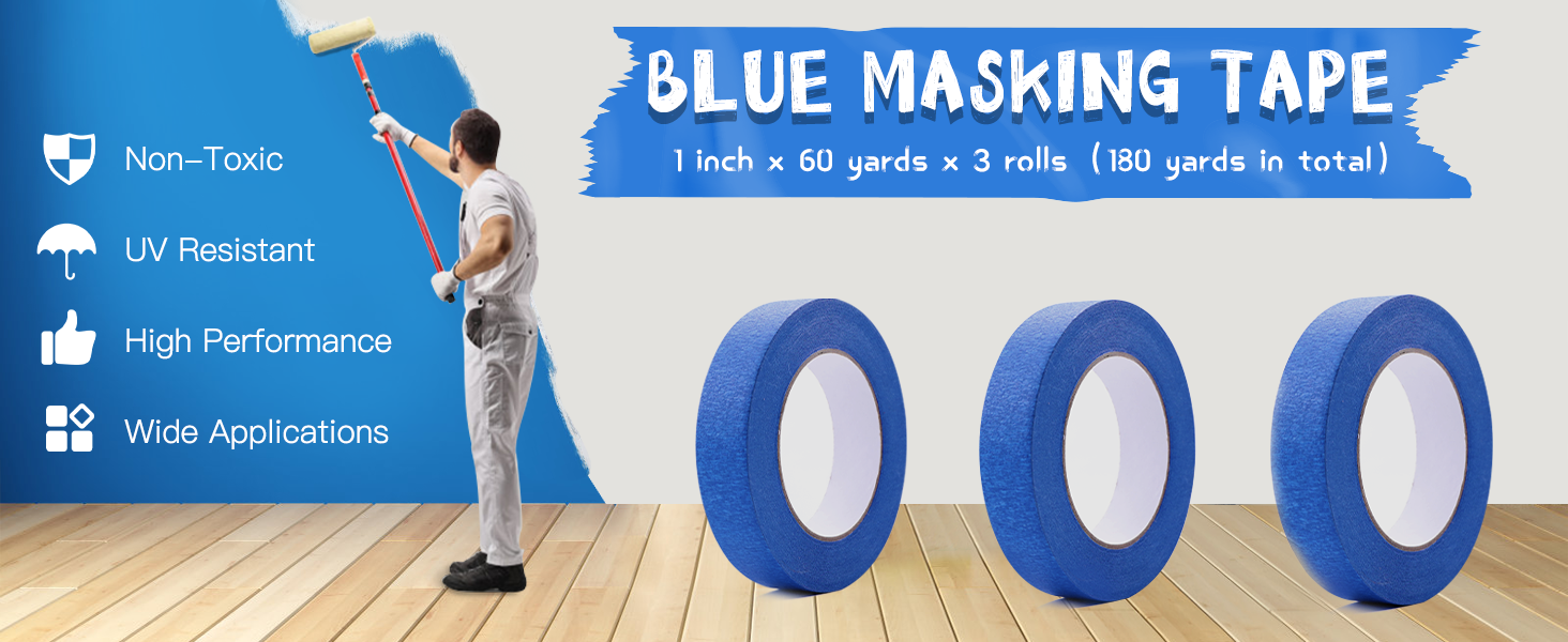 Blue Painters Tape - 3 Rolls 2.5mm x 55m – HTVRONT