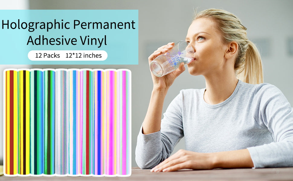 12x12 Holographic Permanent Vinyl for Cricut - Easy to Weed & Transfer  Iridescent Craft Adhesive Vinyl Sheets YX-5 - AliExpress