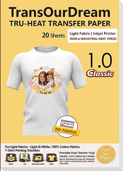 NuFun Activities Inkjet Printable Iron-On Heat Transfer Paper for Wood - 8.5 x 11 inch (5 Sheets)