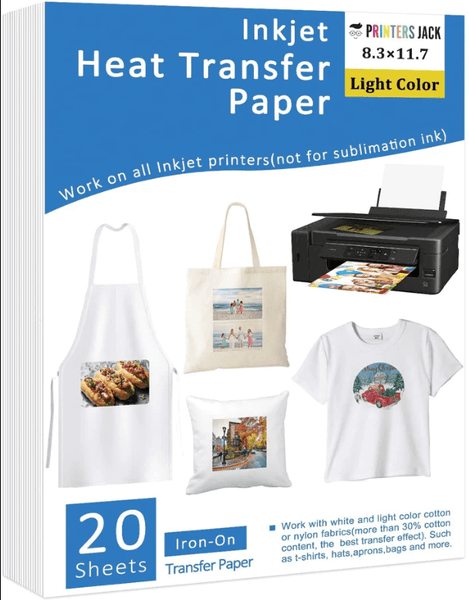 30 Sheets Heat Transfer Paper for Black and Dark Fabric, 8.3 x 11.7 Iron-On Transfer Paper for T Shirt for Any Inkjet Printers, Washable, No