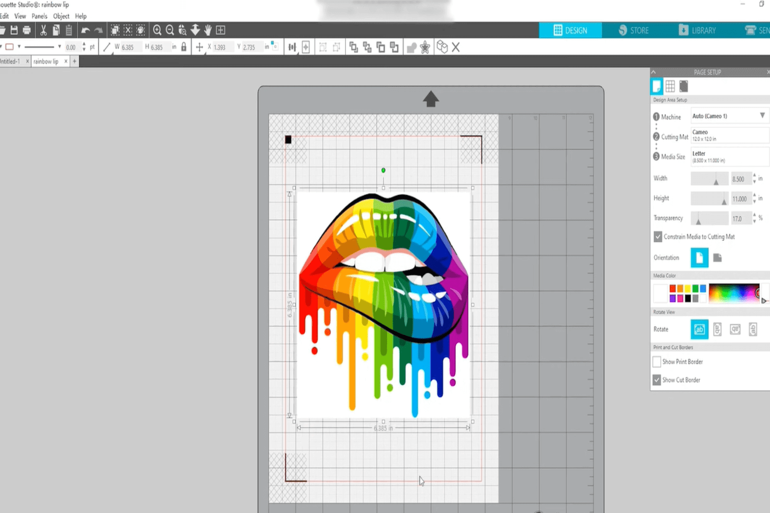 This image shows the interface of Silhouette Studio.
