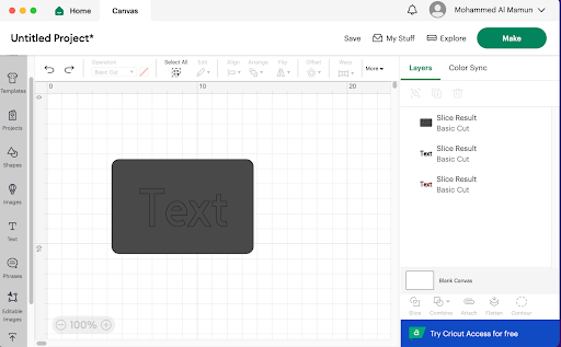 Slice Tool In Cricut Design Space