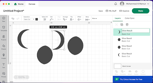 Slice Tool In Cricut Design Space