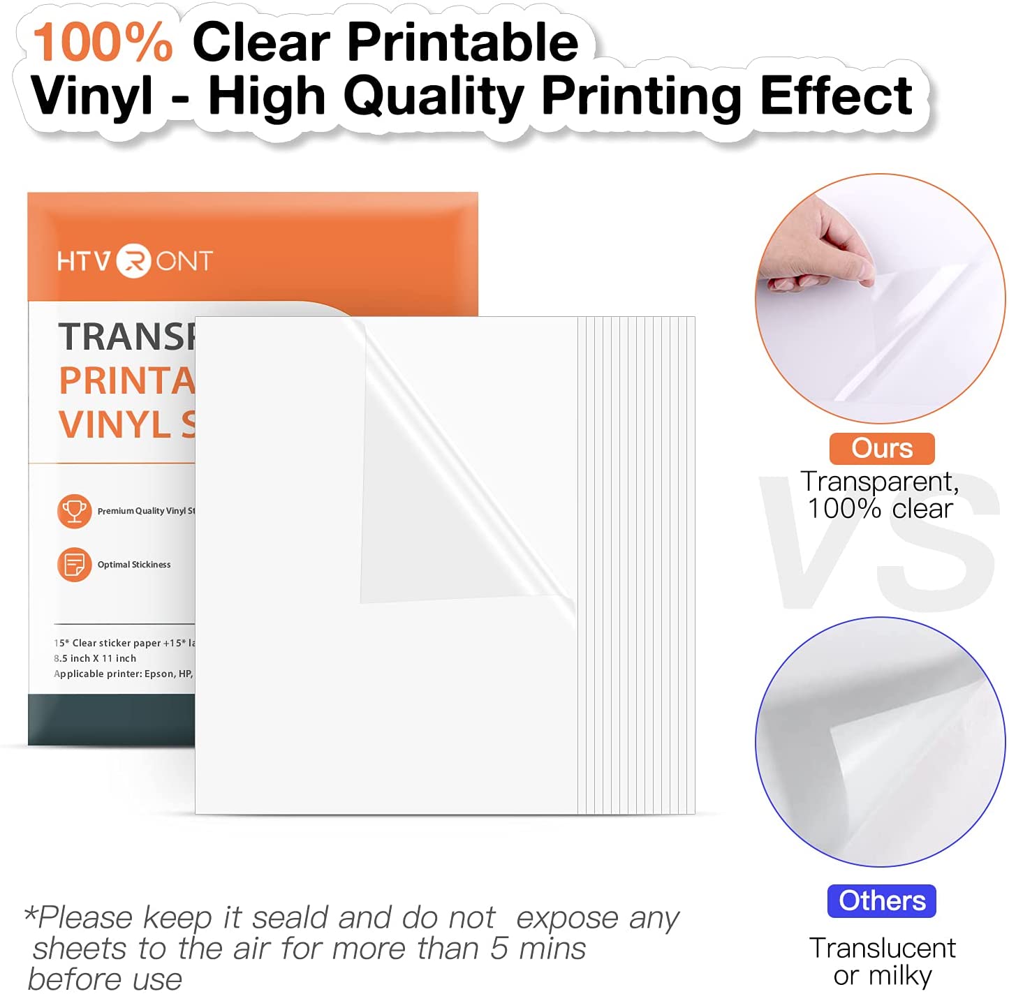 clear sticker paper clear printable vinyl laminated paper bundle 8 5 x11 inch htvront