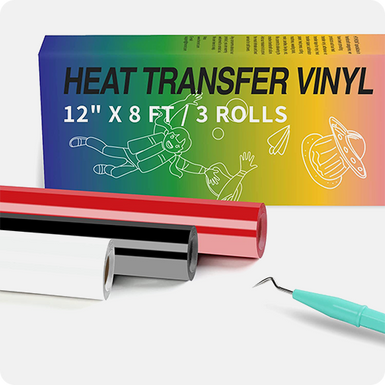 Heat Transfer Vinyl Bundle - 12 Roll 12 x 5FT（Fluorescent Pink