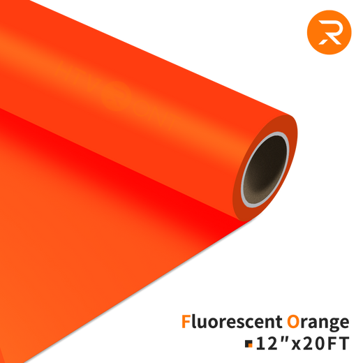    Fluorescent-Orange Heat Transfer Vinyl Roll - 12" x 20 Ft (36 Colors）