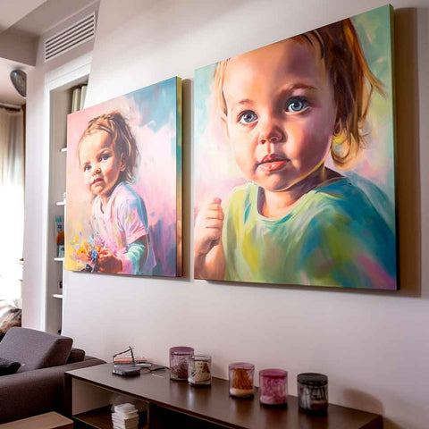 Choosing Kids' Room Art That Has Meaning Two Custom hanging canvas prints of babies