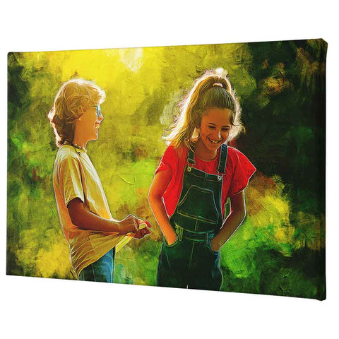 Tips for Choosing Kids' Room Art Two Pre-Teens Laughing in a Field custom large prints for walls at MyPhotoArtStore.com