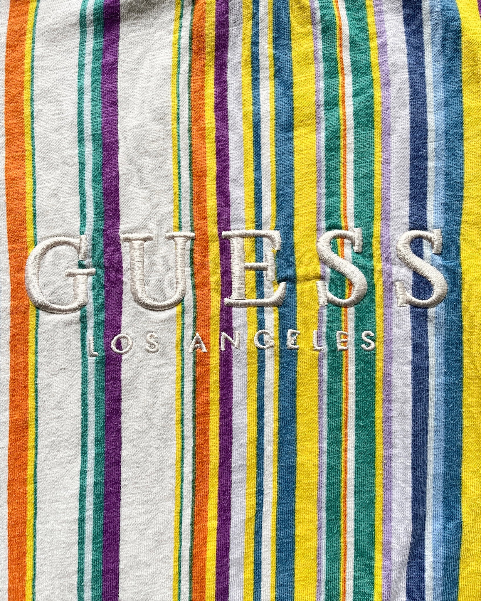 Y2K Guess Striped Logo Tee Lucky Vintage