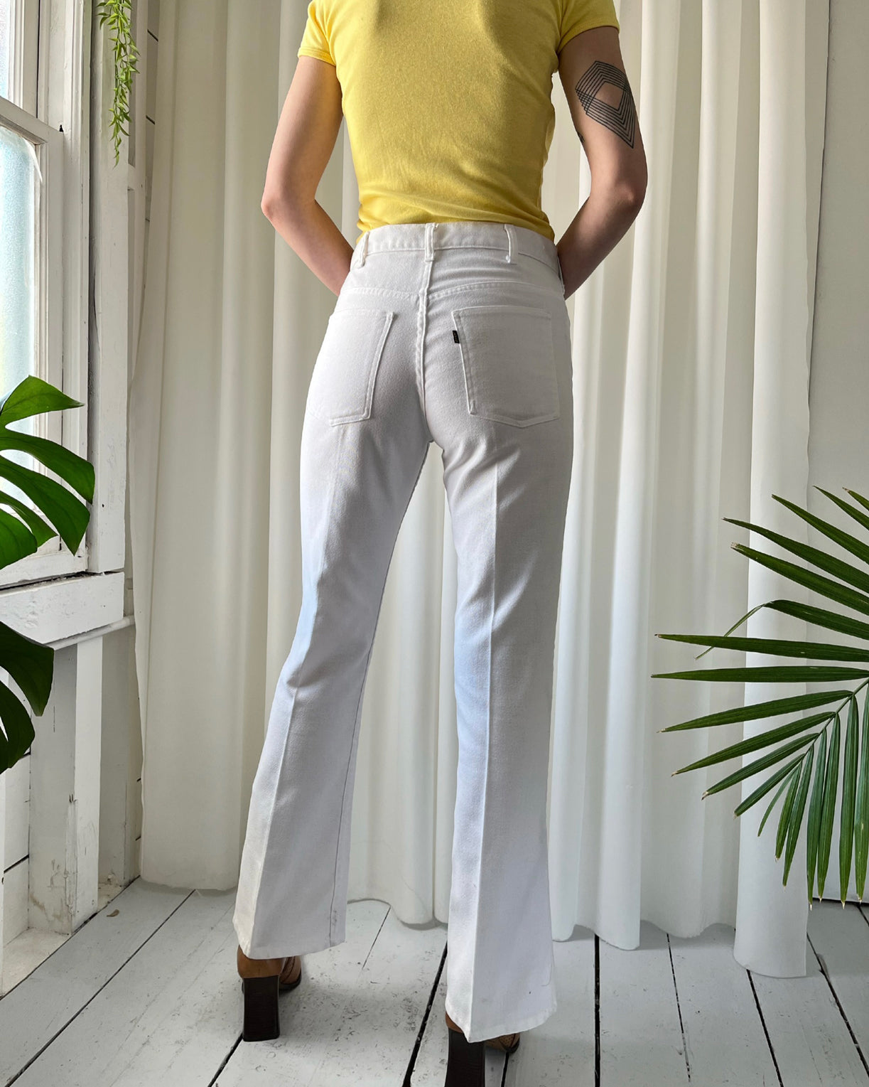 60s Levi's Big E White Flares - Lucky Vintage