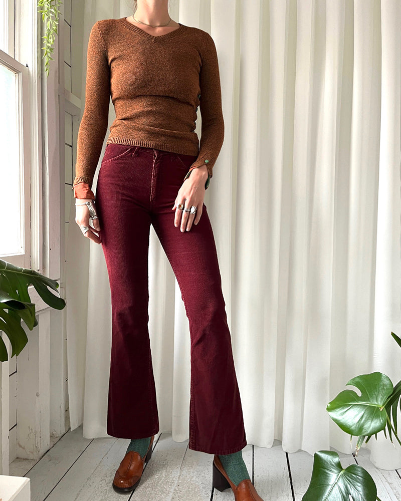 70s Levi's Burgundy Corduroy Flares - Lucky Vintage