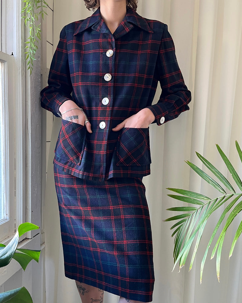 50s Pendleton Plaid Wool Suit - Lucky Vintage