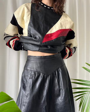 80s Leather Midi Skirt