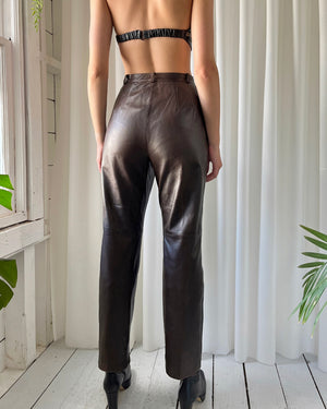 80s Burberry Leather Pants - Lucky Vintage