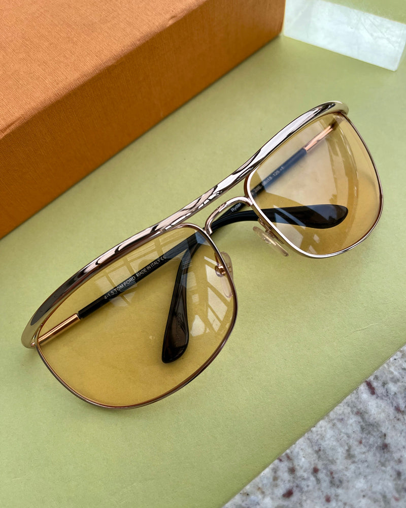 Tom Ford Rose Gold Wrap Sunglasses - Lucky Vintage