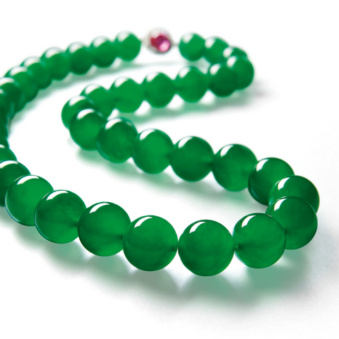 Cariter imperial jade necklace sold by Sotherby’s auction house in Hong Kong in 2014 for $26m