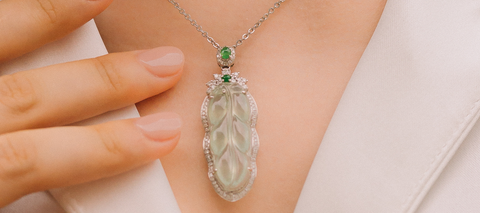 four seasons leaf white jade pendant
