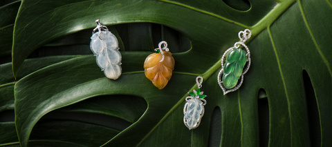 colorful leaf jade pendant