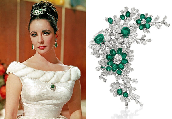 Elisabeth Taylor wearing Emerald jewelry