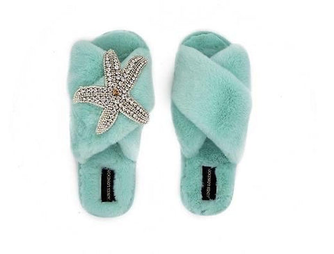 brooch decorated indoor slipper