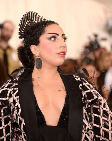 Lady Gaga black jade earrings look