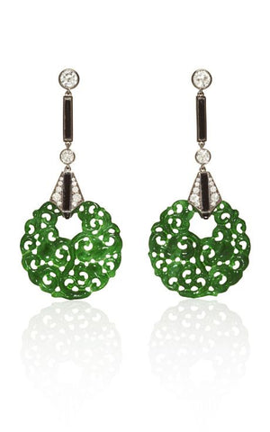 Katie Holmes green jade earrings