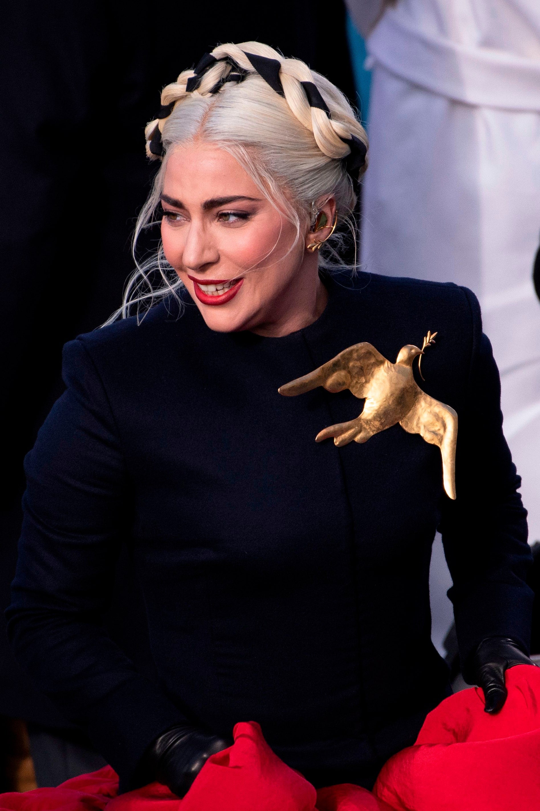 Lady Gaga wearing brooch at Biden's Inauguration