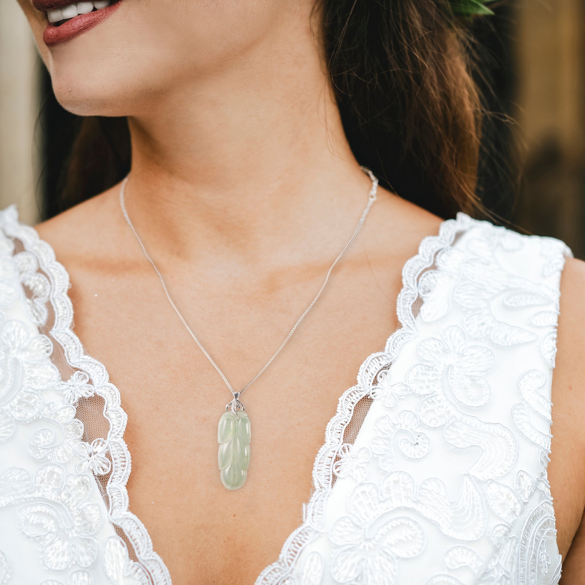 Jade leaf store pendant