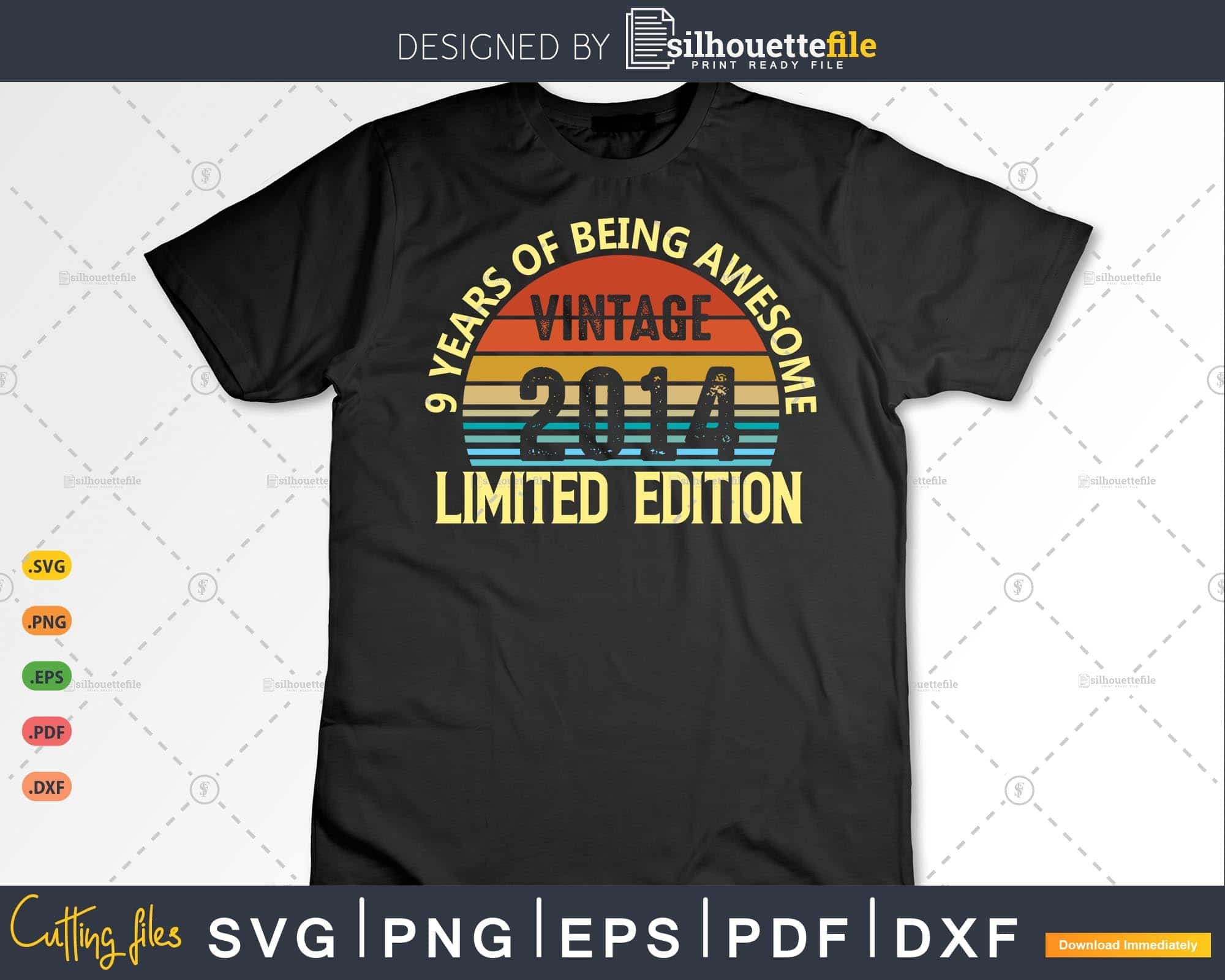 9 Year Old Vintage 9th Birthday Limited Edition Svg T-shirt Design ...