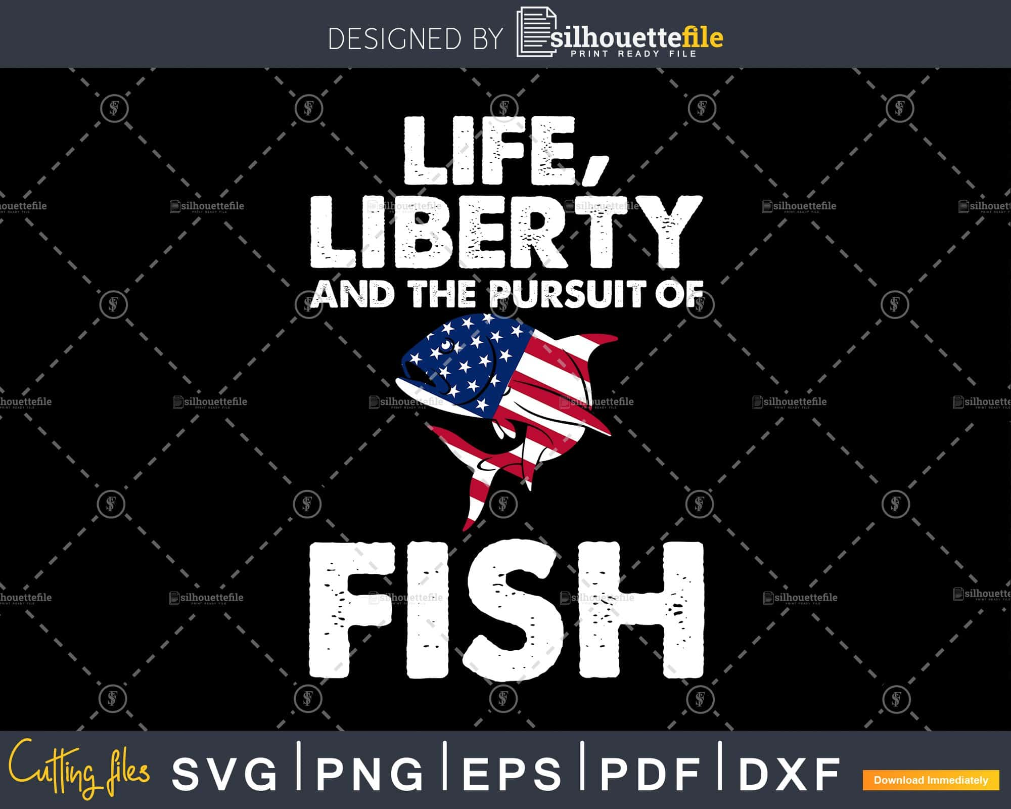 Download 4th Of July Fishing American Flag Svg Craft Cut Instant Download Files