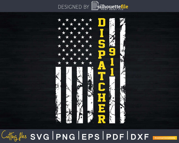 Download 911 Dispatcher Thin Gold Line USA Flag Svg T-shirt Designs ...