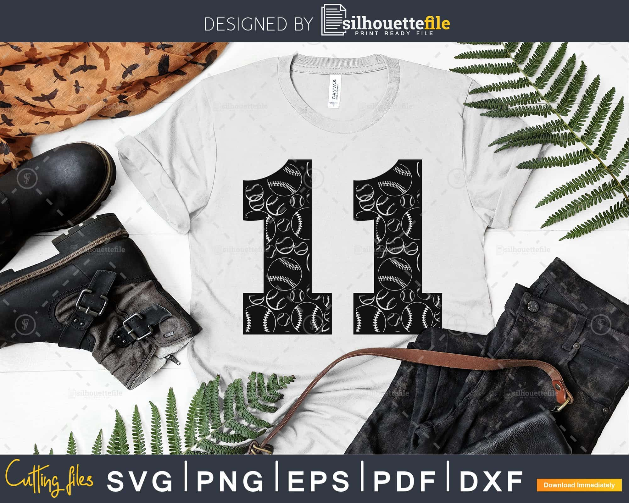 Football Jersey Numbers 11 Svg PNG DXF pdf eps cutting files