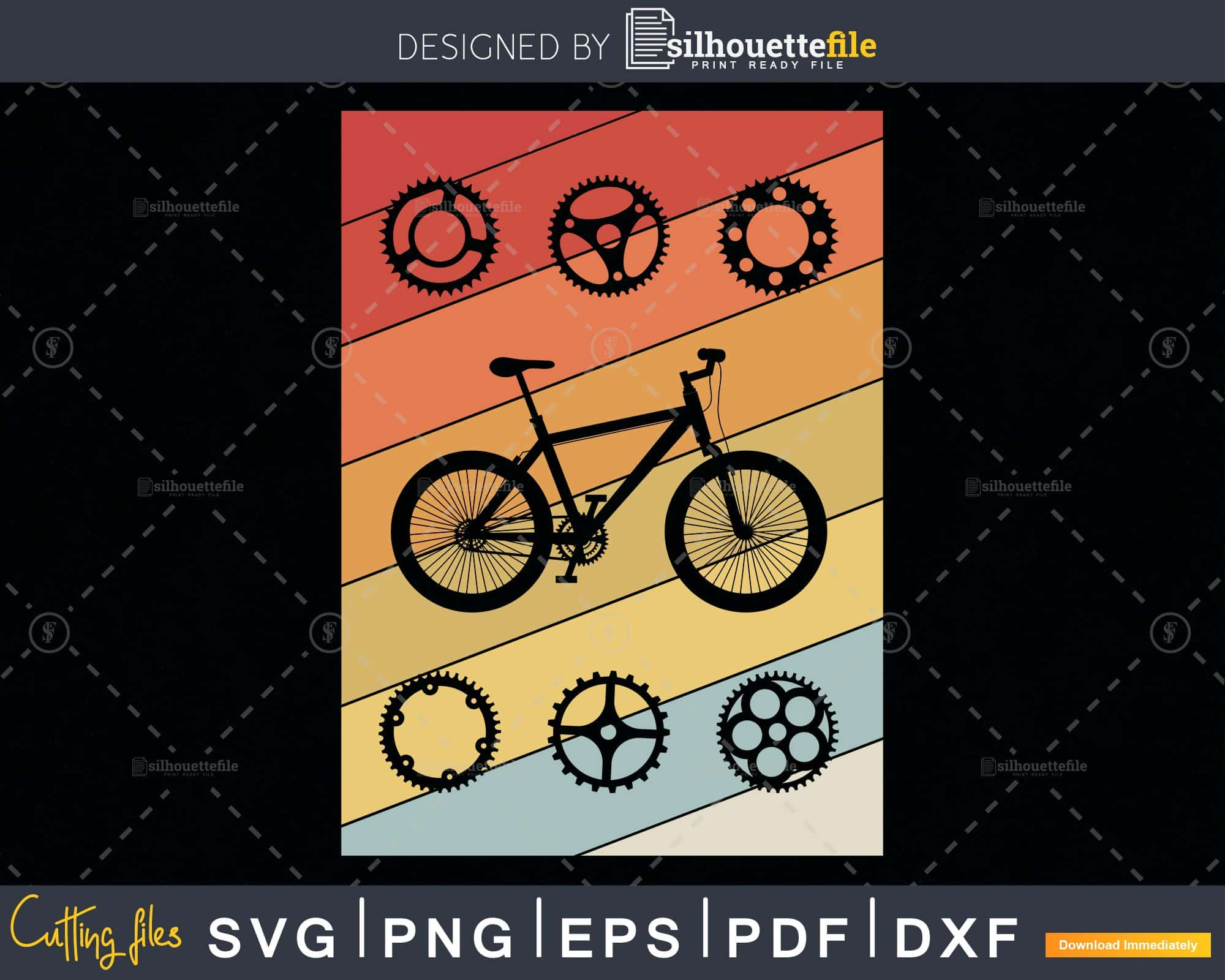 Download Biking Cycling Vintage Retro Bicycle Parts Cyclist Gifts Svg Cut Files Silhouettefile