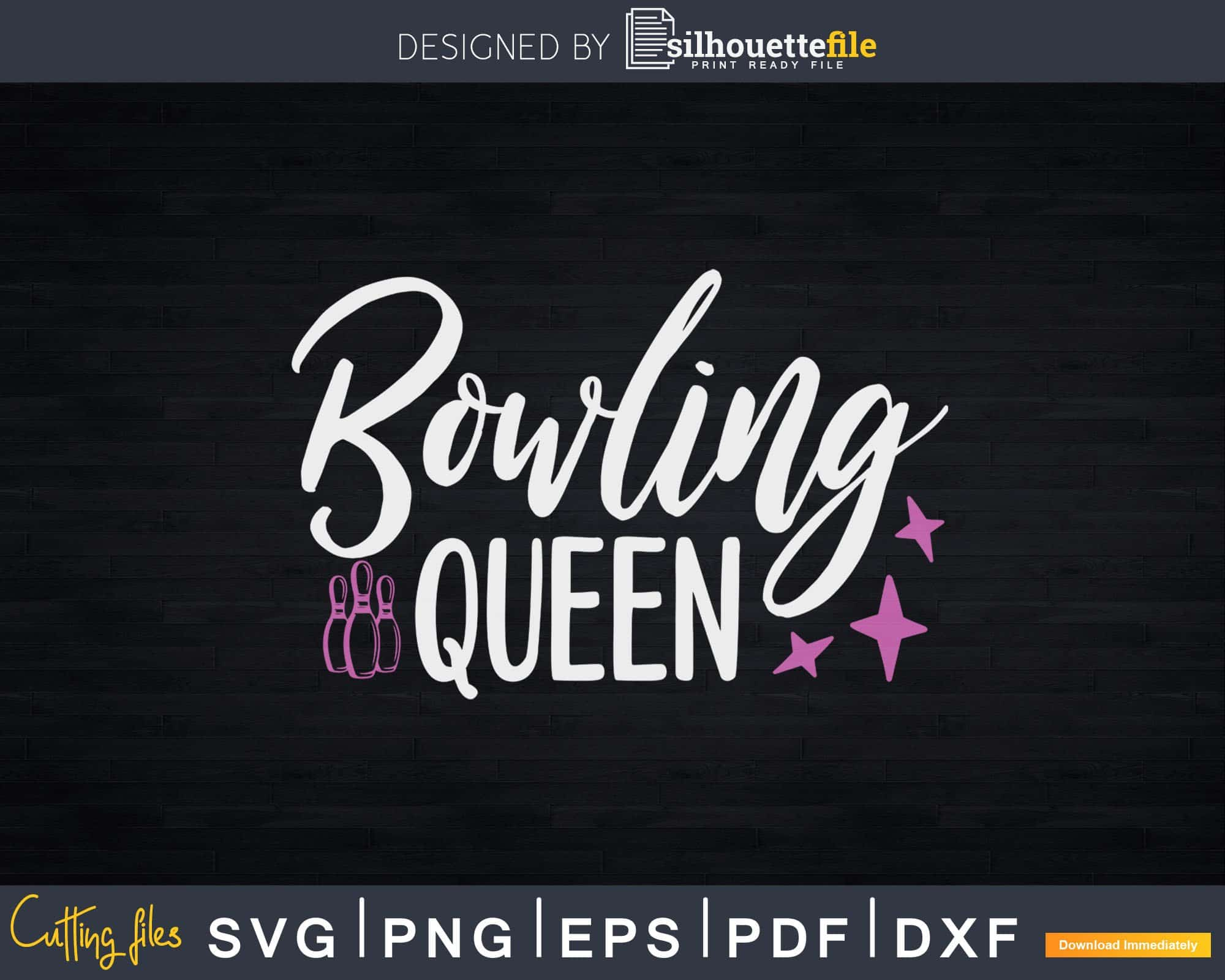 Download Bowling Queen Funny Girls Bowler Svg Cricut Cut Files