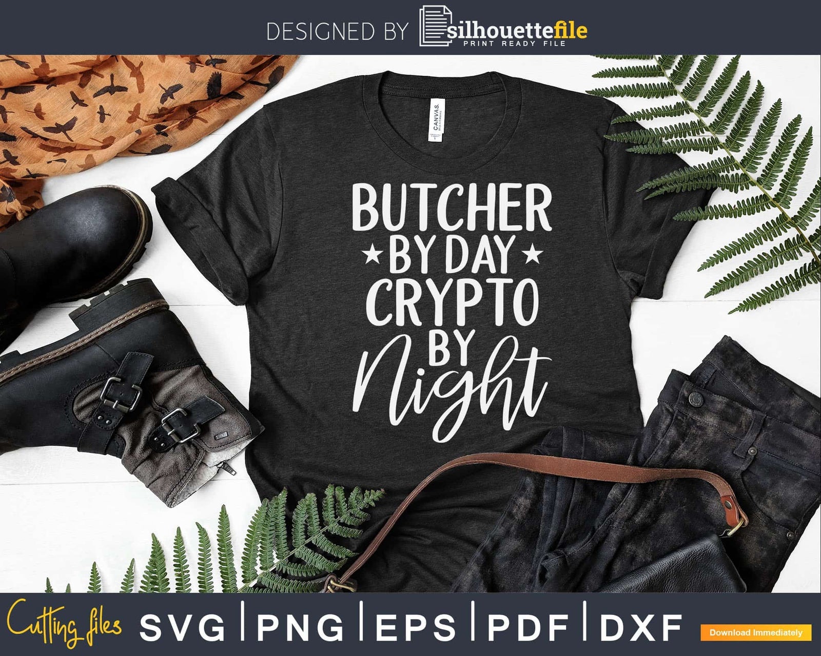 Butcher By Day Crypto By Night Svg T-shirt Design