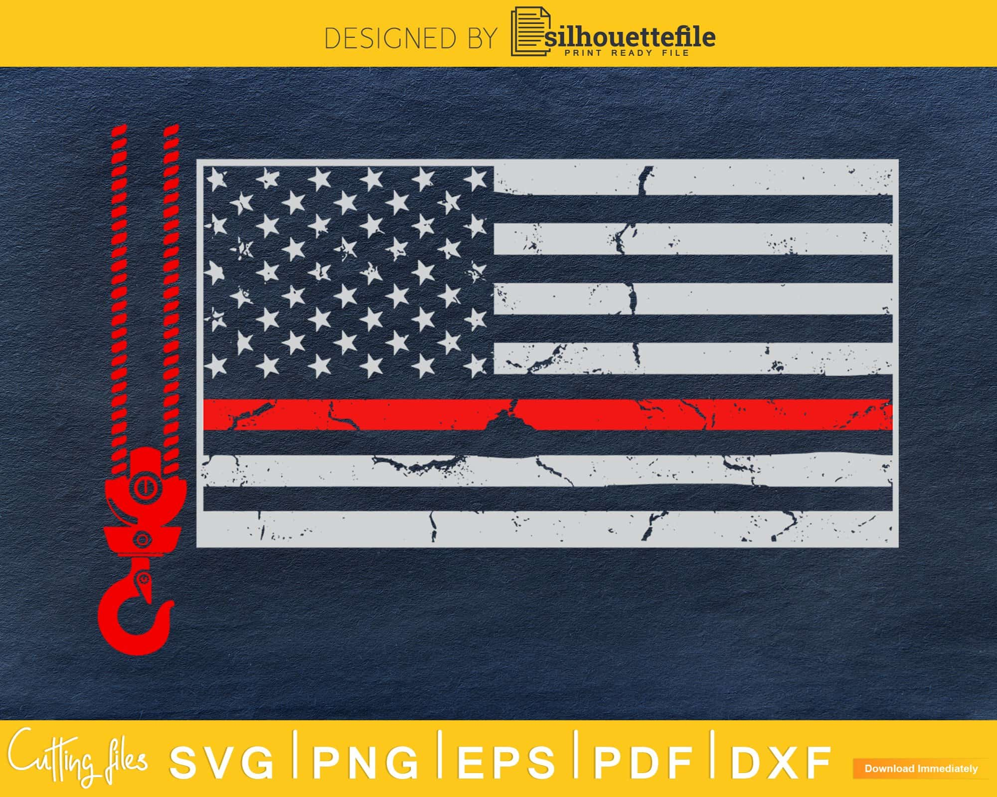 Download Crane Operator Independence Day Patriotic Distressed Usa Silhouettefile