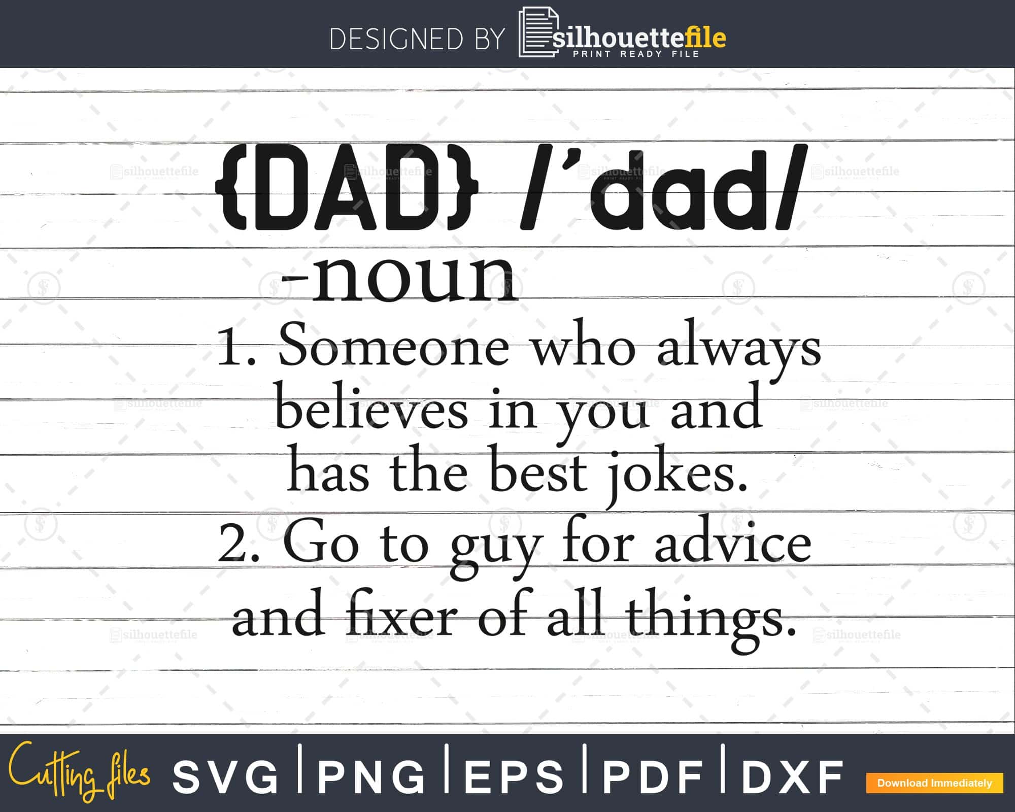 Download Dad Definition Svg Fathers Day Cutting Silhouette Cut File