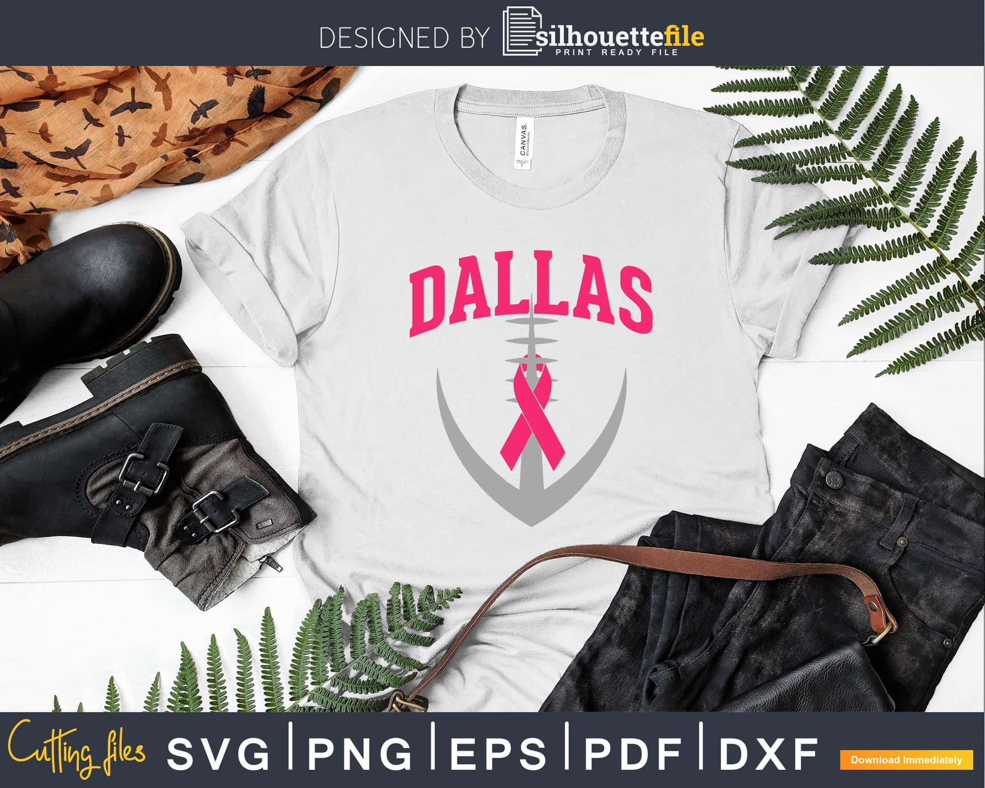 Dallas Football Breast Cancer Awareness svg png dxf cutting