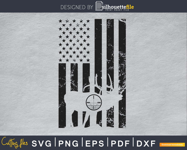 Download Elk Deer Hunting America flag svg silhouette file ...