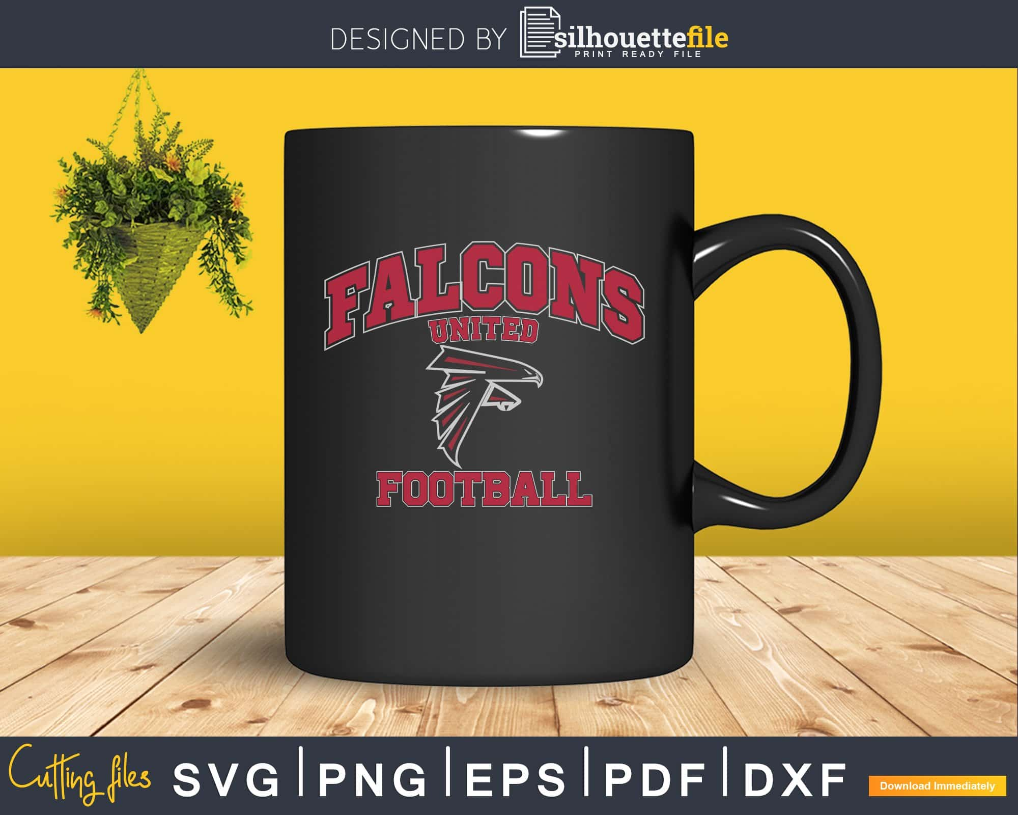 Falcons united NFL football Logo svg cutting files for silhouette