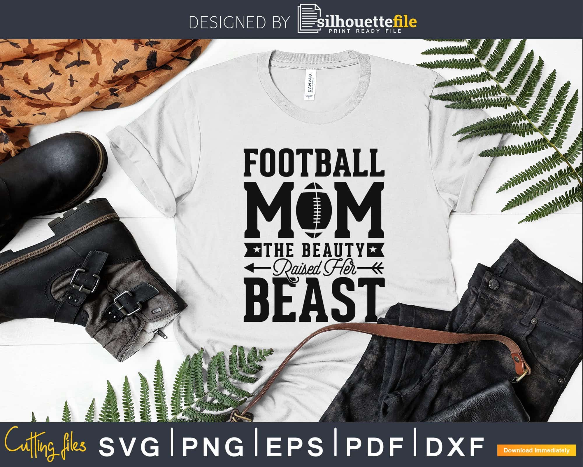 Football Mom American Football T shirt Design In Svg Png Cutting Printable  Files