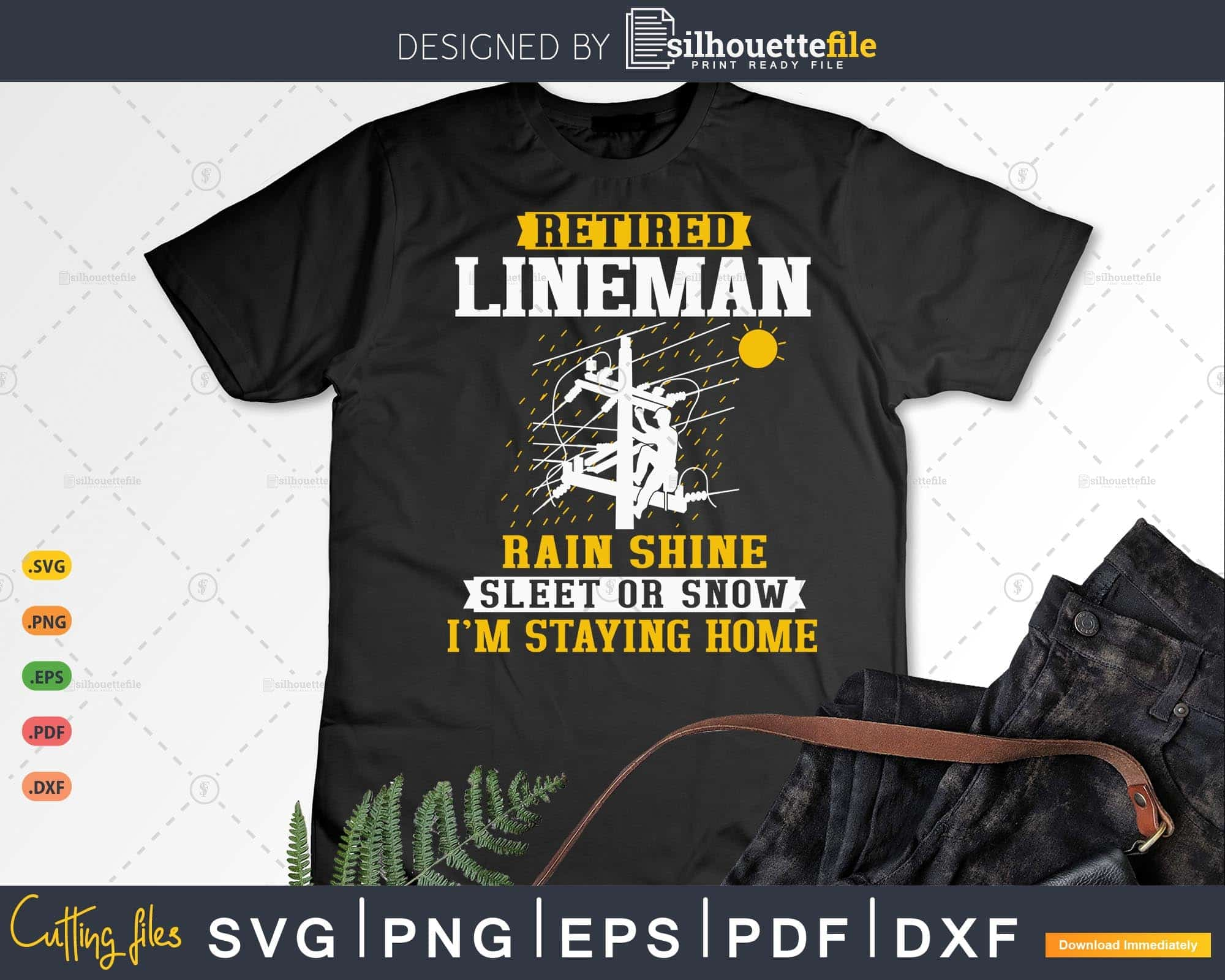 Funny Retired Lineman I'm Staying Home Svg Png T-shirt Design