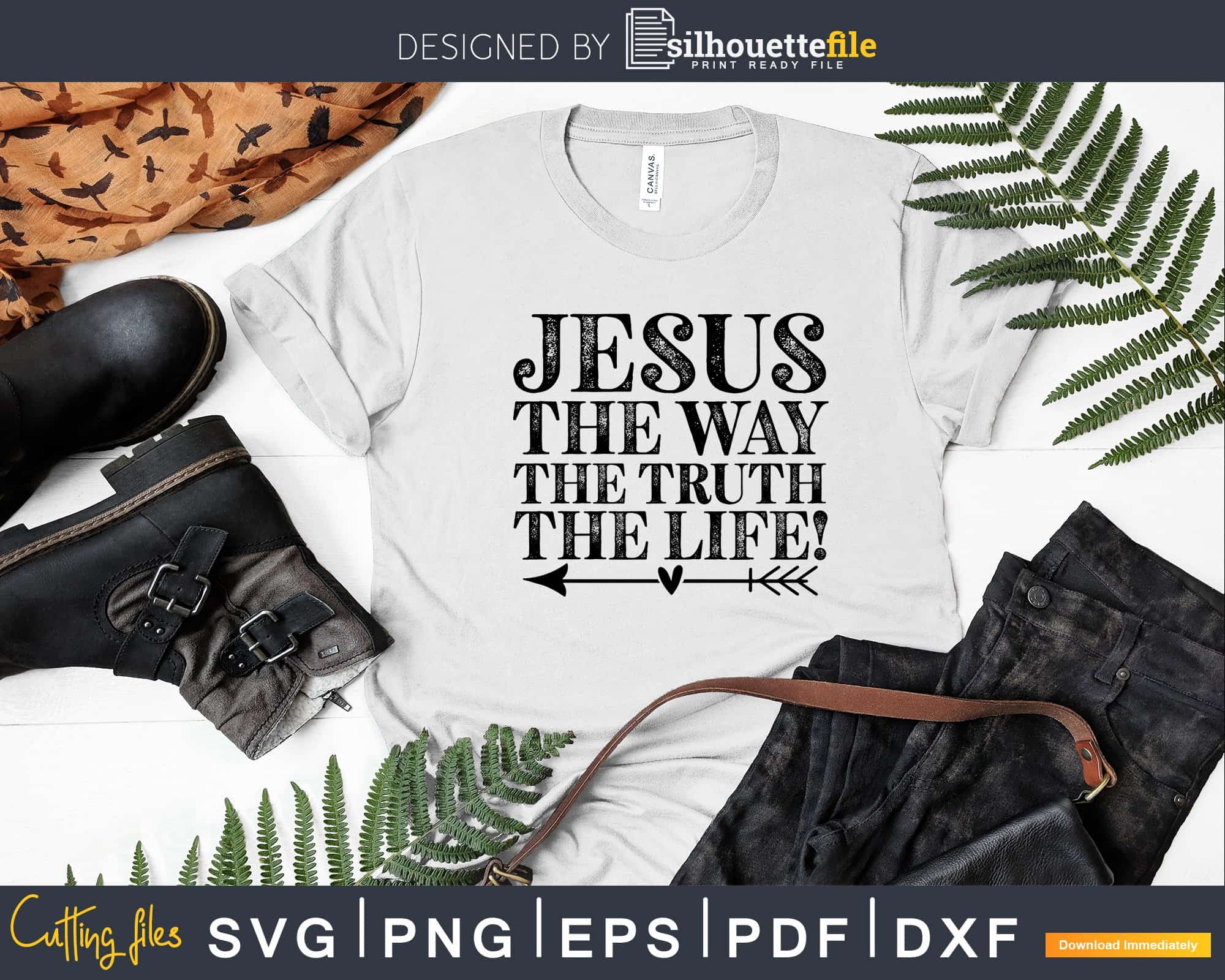 Jesus Way Truth Life Christ Christian Bible svg png cricut | Silhouettefile