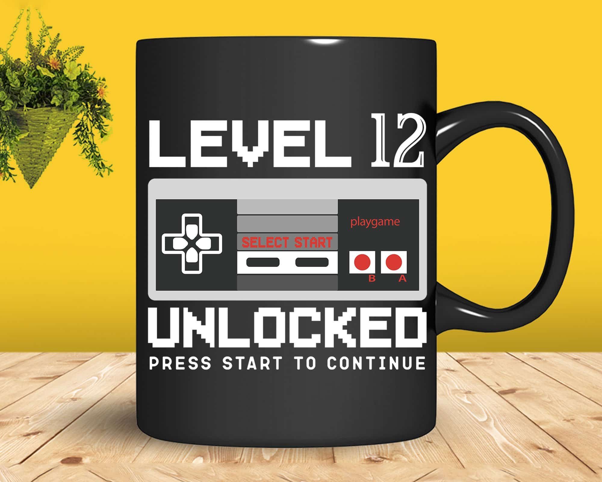 Level 12 Unlocked svg, 12nd Birthday svg, Twelve Birthday