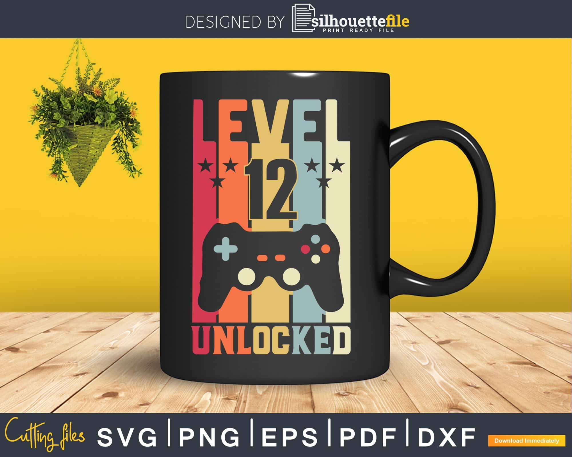 Level 12 Unlocked svg, 12nd Birthday svg, Twelve Birthday