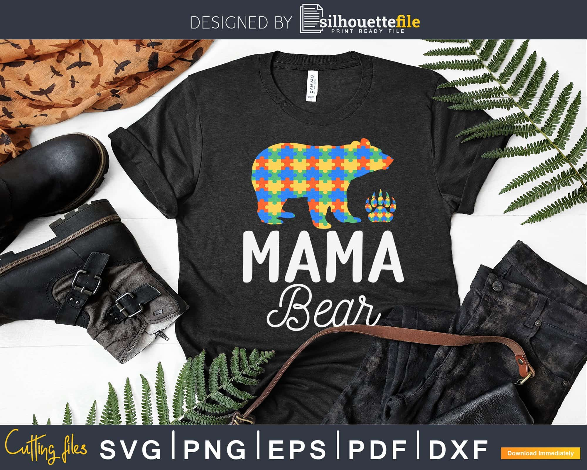 Mama Bear SVG, PNG, PDF, Mama Bear with Sunglasses, Mommy SVG