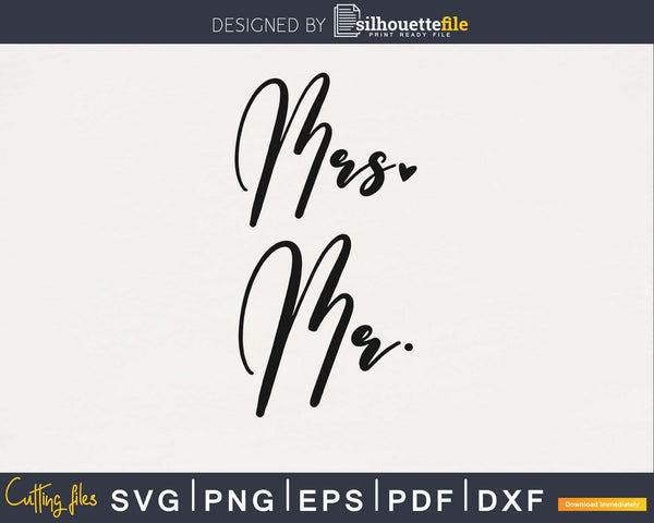 Download Mr And Mrs Wedding Heart Png Svg Files Silhouettefile