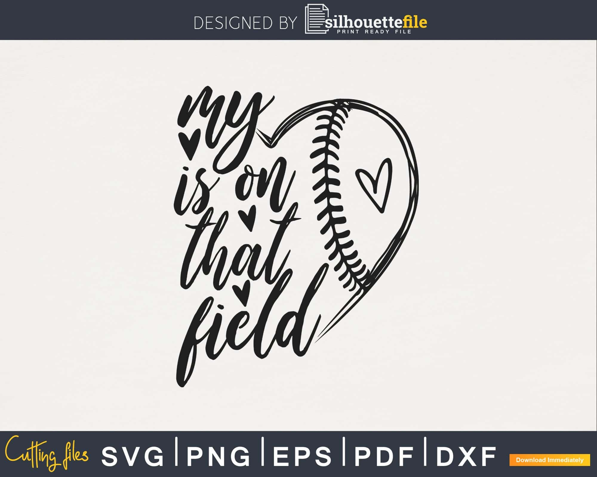 Download My Heart Is On That Field Softball Mom Grandma Girls Boys Silhouettefile