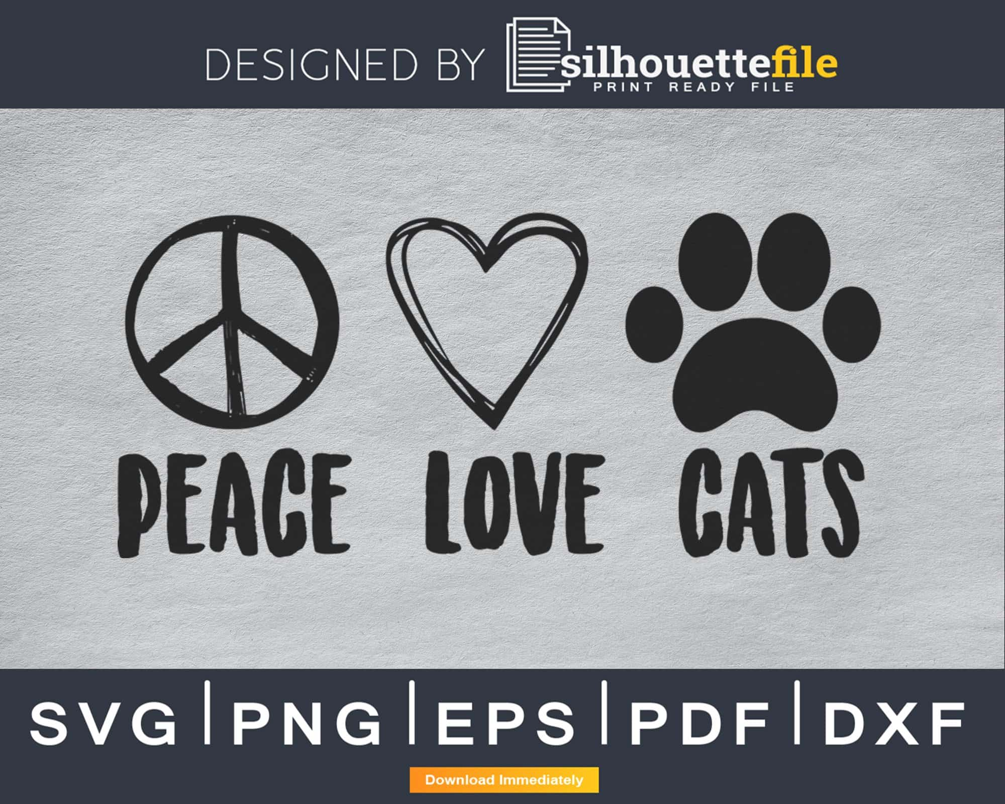 Download Peace Love Cats Svg Cricut Digital Cutting Files Silhouettefile